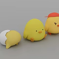 Three Adorable Chick Dolls With Hatching Eggshell Yellow Body And Red Hat Angry Expression