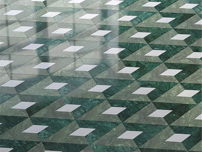 Green And White Diamond Pattern Marble Floor Tiles With Polished Surface Design 3d model