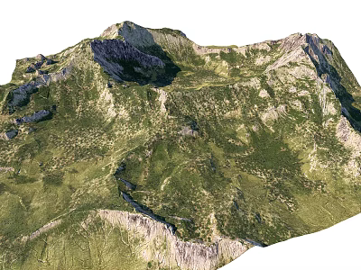 Natural Mountain Landscape Design Featuring Green Vegetation Rocky Cliffs and Winding Paths 3d model