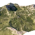 Natural Mountain Landscape Design Featuring Green Vegetation Rocky Cliffs and Winding Paths
