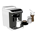 Modern Espresso Coffee Machine with Grinder Cup and Milk Jug Setup 3d model