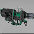 Futuristic Sci Fi Weapon 3D Model With Metallic Structure And Green Accents Design 3d model