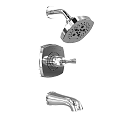 Modern Chrome Shower Faucet Set With Showerhead Control Knob And Handheld Sprayer