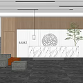 Modern Hall Simple Lobby Company Front Desk Front Desk Model Wall Company Lobby Company Office Lobby 3d model