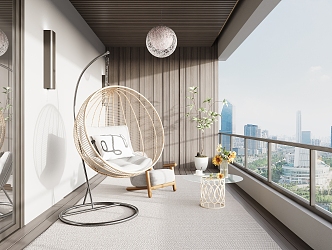 Modern Home Balcony Leisure Balcony Hanging Chair 3d model