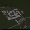 Ancient Chinese Traditional Architecture Complex With Courtyard Layout Red Walls Black Tiles And Water Pond