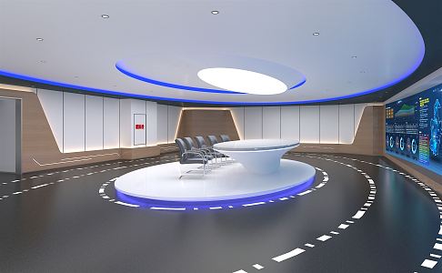 Command Control Room of Modern Monitoring Room 3d model