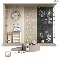 Kids Play Area With Climbing Wall Chalkboard Basketball Hoop Ball Pit And Toys