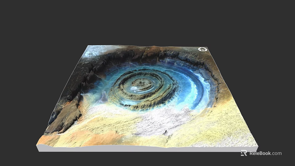 Detailed Natural Microtopography With Circular Structure And Colorful Desert Zones 3d model 