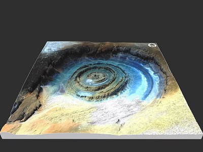 Detailed Natural Microtopography With Circular Structure And Colorful Desert Zones 3d model
