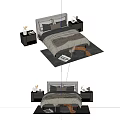 Modern Double Bed With Neutral Bedding Bedside Tables And Area Rug