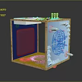 Mechanical Display Case With Wooden Frame Blue Panel Gear Mechanism And Transparent Components