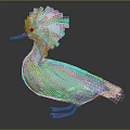 Crested Brown Bird with Unique Feather Plumage in Standing Pose Against Gray Background 3d model