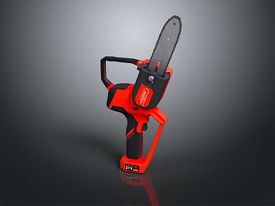 Red And Black Electric Chainsaw With Ergonomic Handle And Powerful Motor Design 3d model
