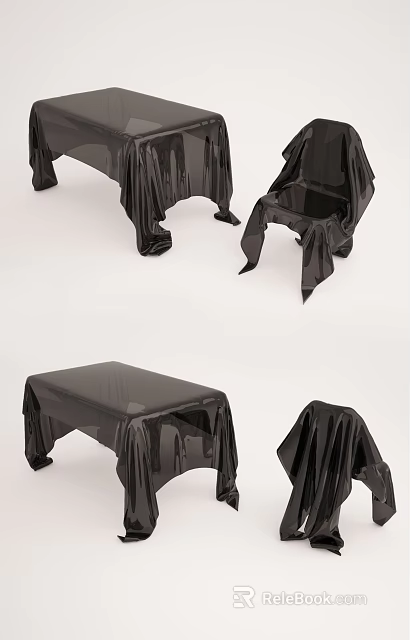 Black Fabric Covered Side Tables With Various Designs For Modern Home Decor 3d model 
