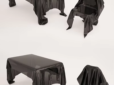 Black Fabric Covered Side Tables With Various Designs For Modern Home Decor 3d model