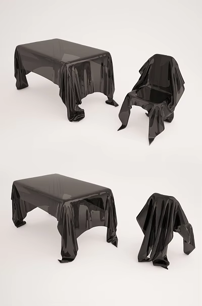 Black Fabric Covered Side Tables With Various Designs For Modern Home Decor 3d model