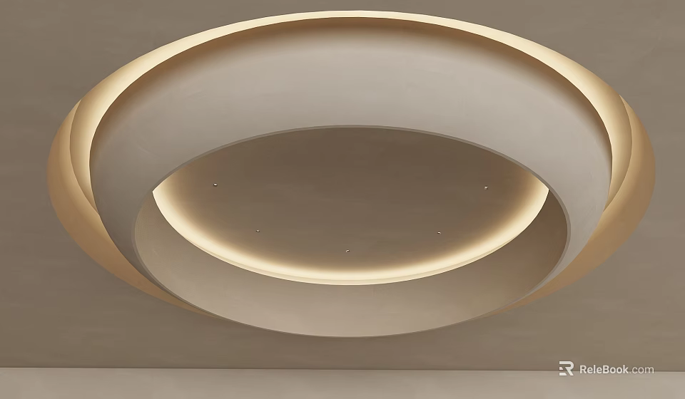 Modern Ceiling Design With Circular Recessed Lighting And Soft Ambient Glow 3d model 