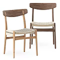 Minimalist Natural Wooden Frame Leisure Chairs With Woven Rattan Seat And Backrest