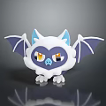 Cute Small Bat Game Character With White Fur Blue Ears Purple Wings Yellow Eyes