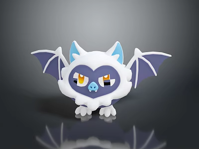 Cute Small Bat Game Character With White Fur Blue Ears Purple Wings Yellow Eyes 3d model Cute Small Bat Game Character With White Fur Blue Ears Purple Wings Yellow Eyes 3d model