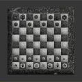 Intricately Sculpted Chess Pieces On Black And White Checkered Marble Chessboard