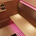 Modern Wooden Shower Sauna with Glass Door LED Lighting and Interior Design