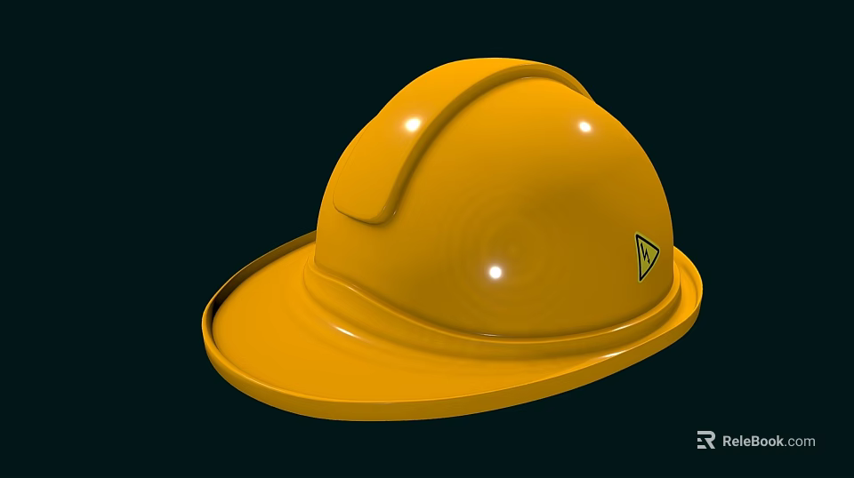 Shiny Yellow Safety Helmet For Workplace Construction Site Safety Protection 3d model 