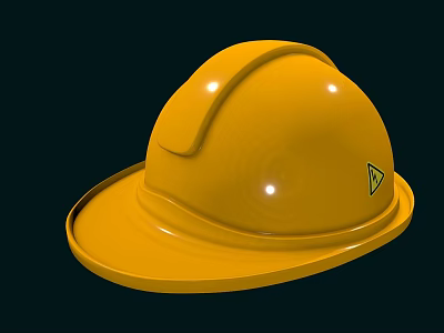 Shiny Yellow Safety Helmet For Workplace Construction Site Safety Protection 3d model