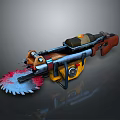 Heavy Duty Saw Blade Weapon Tool With Yellow Blue Brown Grip And Barrel