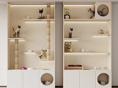Modern Cat Furniture Units With Shelves Scratching Posts And Storage 3d model