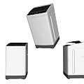 Three White Washing Machines With Modern Design And Digital Control Panels 3d model