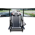 Functional Car Racing Simulator With Multiple Screens Steering Wheel And Racing Scenes