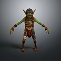 Male Fantasy Creature With Green Skin Horns And Tattered Armor Standing