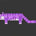 Purple Pixel Tiger 3D Model Featuring Block Structure And Reflective Surface 3d model