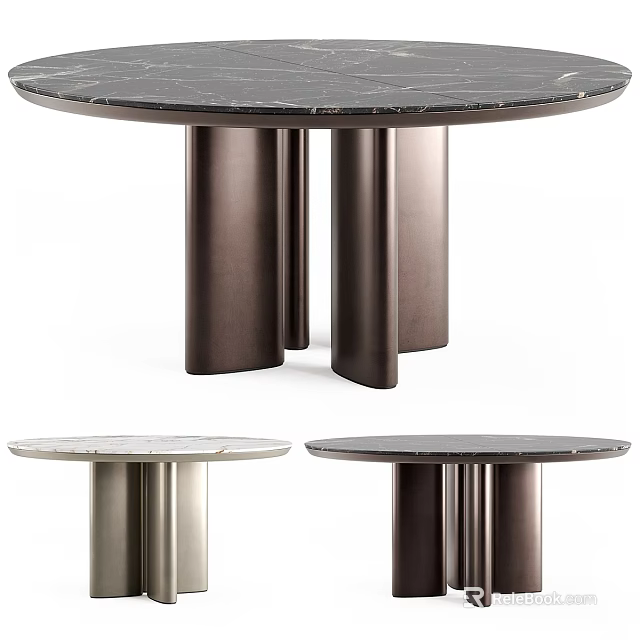 Modern Round Tables Featuring Marble Tabletop And Metal Base Various Designs 3d model 