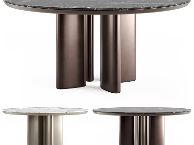 Modern Round Tables Featuring Marble Tabletop And Metal Base Various Designs 3d model