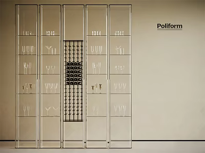 Poliform Modern Transparent Wine Cabinet With Glass Doors And Wine Storage 3d model