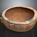 Traditional Ceramic Sculpture Bowl With Dual Handles And Textured Surface In Earthy Tones