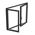 Modern Black Frame Casement Window With Transparent Glass And Open Sash