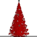Red Christmas Decorative Ornament Set with White Star Snowflakes and Balls on Tree
