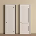 Two White Swing Doors Installed On Beige Wall With Wooden Floor