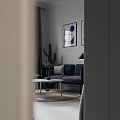 Modern Apartment Interior With Sofa Dining Area And Kitchen
