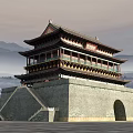 Chinese-style ancient bell tower ancient building drum tower 3d model