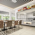 Modern Restaurant Dining Space With Open Kitchen And Digital Menu Displays 3d model