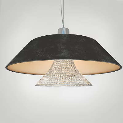 Elegant Modern Chandelier With Black Velvet Lampshade And Crystal Grid Decoration 3d model