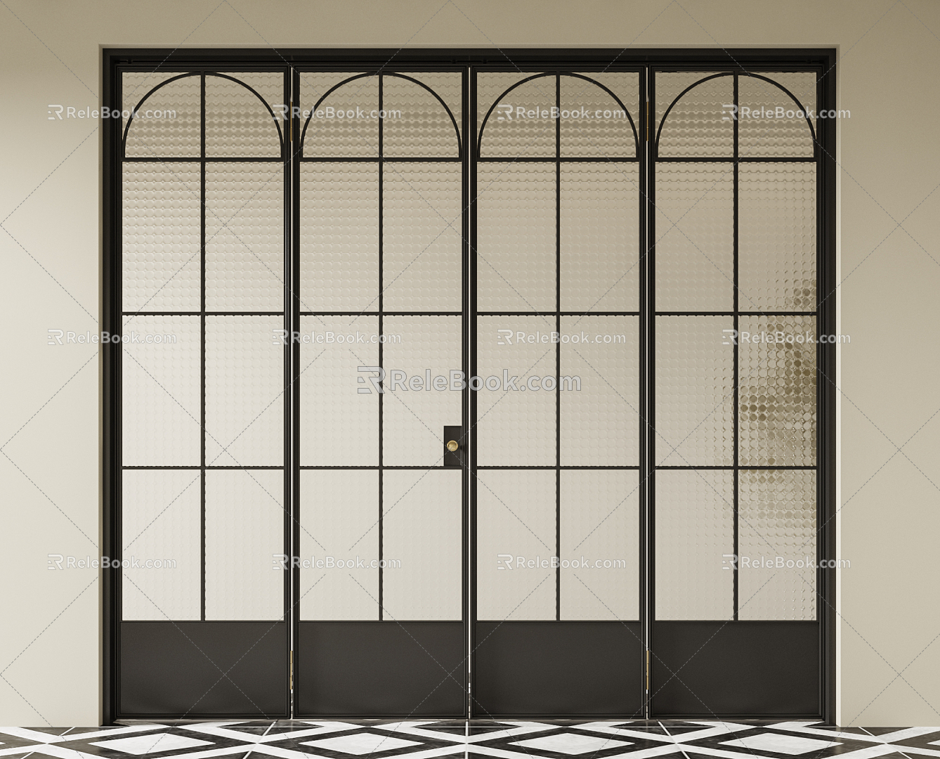 French Folding Door Glass Folding Door 3d model