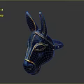 Blue Donkey Head Mask With Golden Accents And Brown Ears For Costume Fashion
