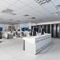 Modern Monitoring Room With Multiple Computer Monitors Control Consoles And Server Racks