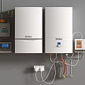Household Appliances Including Vaillant Water Heaters With Control Devices And Pipes